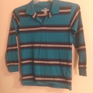 Faded glory boys long Sleeve black and blue jersey collar shirt. Size large